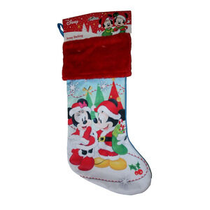 Disney Mickey and Minnie Candy Cane Rope 15.5" Satin Christmas Stocking by RUZ